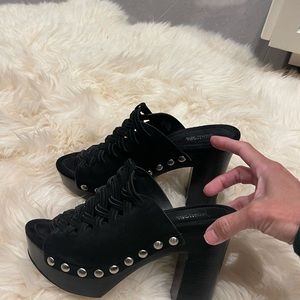 Black suede Michael Kors wedge, super comfy!